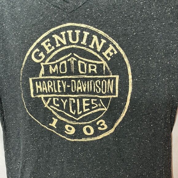 Harley Davidson Embellished Speckled Raglan T-shirt. Size Medium. - Picture 2 of 11